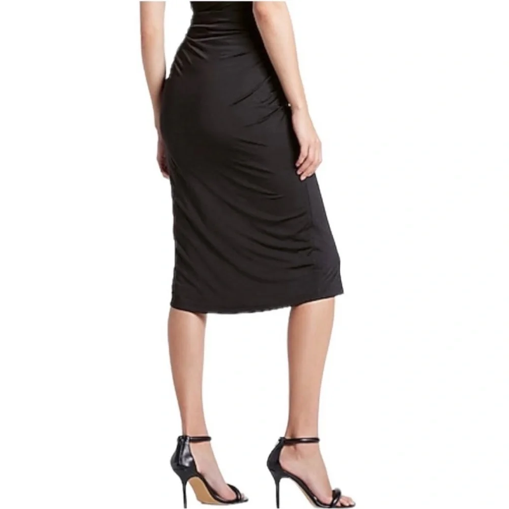 Express Body Contour Twist Front Midi Skirt With Built-In Shape-Wear Large EUC